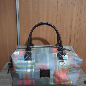 RETIRED DOONEY & BOURKE MADRAS PLAID 8 LADYBUGS DUFFLE GYM OVER NIGHT WEEKENDER